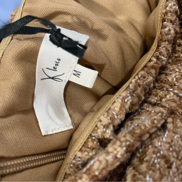 Strapless Bow-Front Mini Dress in Camel - Picture 5 of 5